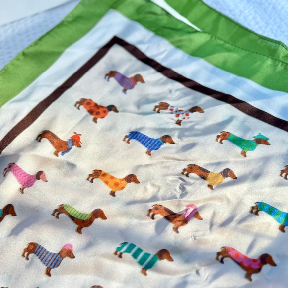 Piper K Accessories - Dachshund Print Silk Feel Twilly Scarf 🐾 - Handbag NOT Included